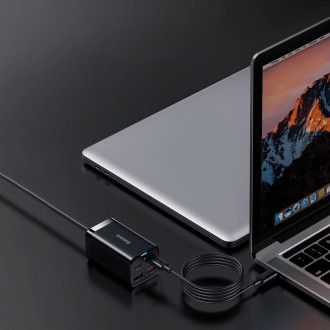 Baseus GaN3 Pro fast charger GaN 2 x USB Type C / 2 x USB 65W PD, QC4.0+, AFC, PPS + cable USB Type C - USB Type C 1m black (CCGP040101)