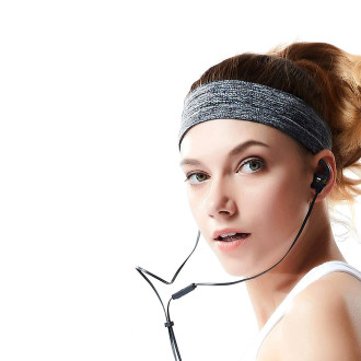 Gray fabric elastic headband for running fitness