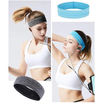 Gray fabric elastic headband for running fitness