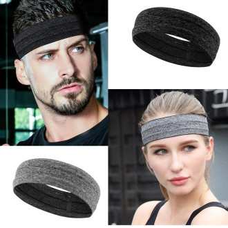 Gray fabric elastic headband for running fitness