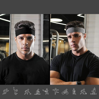 Gray fabric elastic headband for running fitness