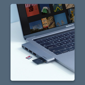 Ugreen multifunctional HUB 2x USB Type C to 3x USB 3.0 / TF / SD / USB Type C for MacBook Pro / Air gray (CM251 60560)