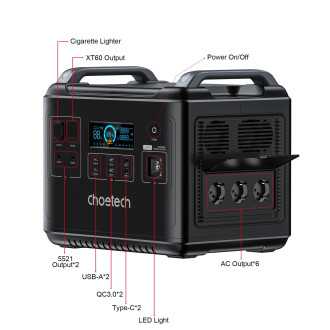Choetech portable power station LiFePO4 1997Wh 2000W power bank black (BS006 Super Mini)