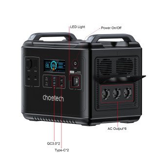 Choetech portable power station LiFePO4 1997Wh 2000W power bank black (BS006 Super Mini)