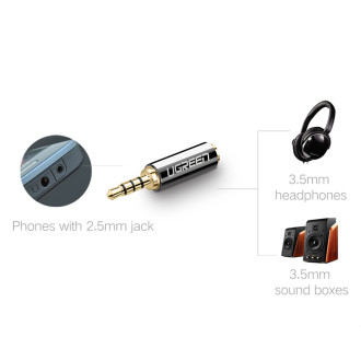 Ugreen audio adapter jack 2.5mm male to jack 3.5mm female black (20501)