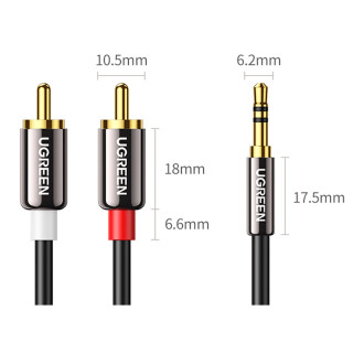 Ugreen AV116 10583 audio mini jack cable 3.5 mm (male) / 2RCA (male) 1.5m - black