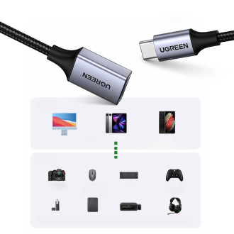 USB C (male) - USB (female) 3.0 OTG cable 0.15m Ugreen US378 - black