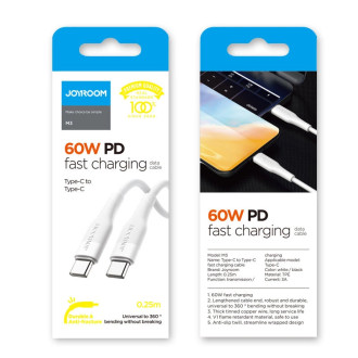 Joyroom PD Series Data Cable M3 USB-C / USB-C PD 60W 0.25m - white