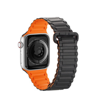 Dux Ducis Strap (Armor Version) Strap Apple Watch Ultra, SE, 9, 8, 7, 6, 5, 4, 3, 2, 1 (49, 45, 44, 42 mm) Silicone Magnetic Band Bracelet Black/Orang