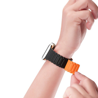 Dux Ducis Strap (Armor Version) Strap Apple Watch Ultra, SE, 9, 8, 7, 6, 5, 4, 3, 2, 1 (49, 45, 44, 42 mm) Silicone Magnetic Band Bracelet Black/Orang