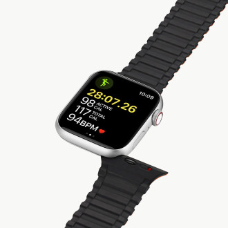 Dux Ducis Strap (Armor Version) Strap Apple Watch Ultra, SE, 9, 8, 7, 6, 5, 4, 3, 2, 1 (49, 45, 44, 42 mm) Silicone Magnetic Band Bracelet Black/Orang