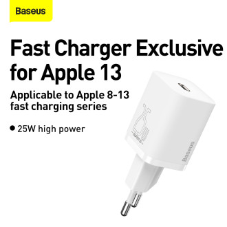 Baseus Si USB-C 25W 3A fast charger with USB-C / USB-C 1m cable - white