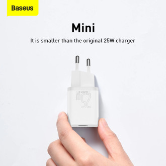 Baseus Si USB-C 25W 3A fast charger with USB-C / USB-C 1m cable - white