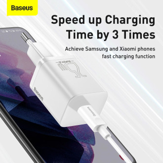 Baseus Si USB-C 25W 3A fast charger with USB-C / USB-C 1m cable - white