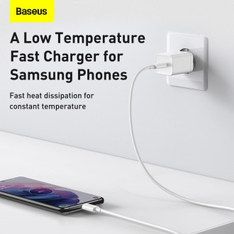 Baseus Si USB-C 25W 3A fast charger with USB-C / USB-C 1m cable - white