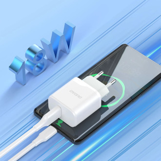 Dudao A20EU USB-A 18W network charger - white + USB-A - Lightning cable