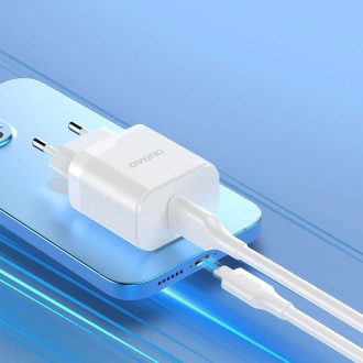 Dudao A20EU USB-A 18W network charger - white + USB-A - Lightning cable