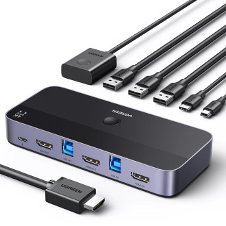 Ugreen CM664 HDMI switch 2in1 KVM switch - black