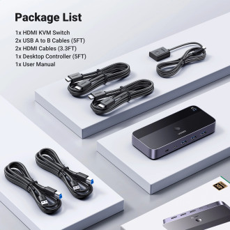 Ugreen CM664 HDMI switch 2in1 KVM switch - black