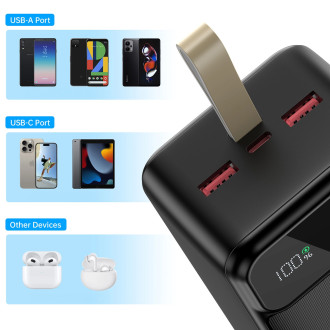 Choetech PD22.5W Dual USB-A+Type-C Power bank 40000mAh Black