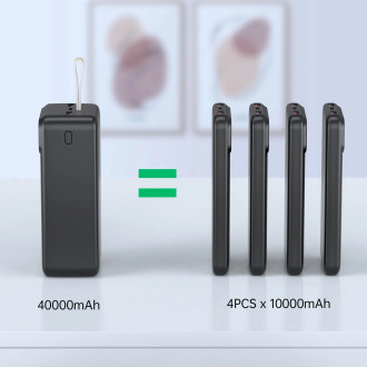 Choetech PD22.5W Dual USB-A+Type-C Power bank 40000mAh Black