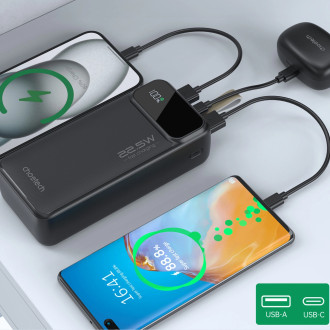Choetech PD22.5W Dual USB-A+Type-C Power bank 30000mAh Black