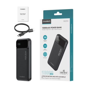 Powerbank Choetech B728 10000mAh 22.5W PD USB-A / USB-C - black