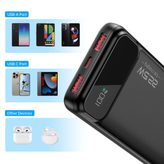 Powerbank Choetech B728 10000mAh 22.5W PD USB-A / USB-C - black