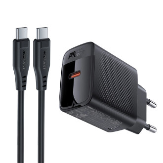 Acefast A82 GaN USB-C PD 20W network charger - black + USB-C / USB-C cable