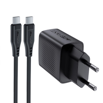 Acefast A82 GaN USB-C PD 20W network charger - black + USB-C / USB-C cable