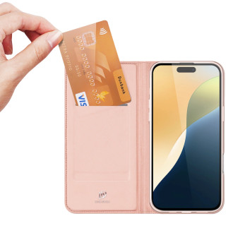 Dux Ducis Skin Pro iPhone 16 Case with Flap and Card Slot - Pink
