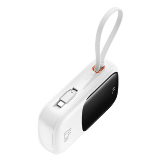 Baseus Qpow Pro+ 20000mAh 22.5W powerbank with built-in USB-C cable and display - white