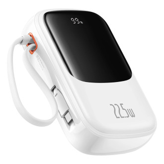 Baseus Qpow Pro+ 20000mAh 22.5W powerbank with built-in USB-C cable and display - white