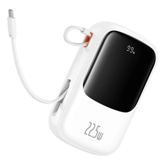 Baseus Qpow Pro+ 20000mAh 22.5W powerbank with built-in USB-C cable and display - white