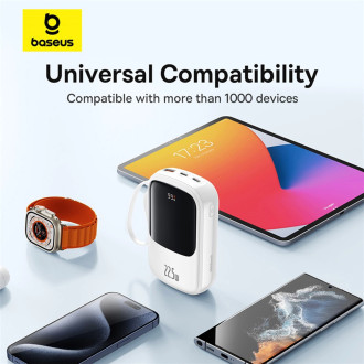 Baseus Qpow Pro+ 20000mAh 22.5W powerbank with built-in USB-C cable and display - white