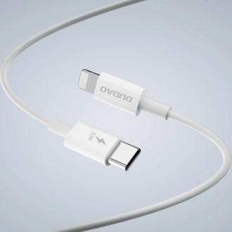 GaN Dudao A30EUL 30W USB-A / USB-C Wall Charger + USB-C - Lightning Cable - White