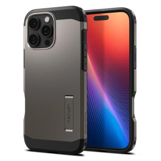 Spigen Tough Armor MagSafe case with stand for iPhone 16 Pro - gunmetal