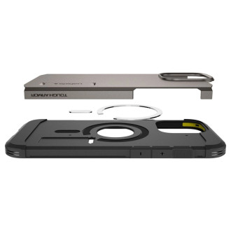 Spigen Tough Armor MagSafe case with stand for iPhone 16 Pro - gunmetal