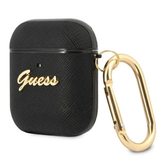 Guess GUA2SASMK AirPods cover black/black Saffiano Script Metal Collection