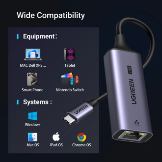 Ugreen CM648 USB-C to RJ45 Ethernet 2.5G adapter - gray