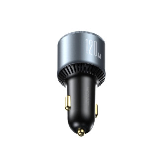 Joyroom JR-CCN07 car charger 120W 2xUSB-C USB-A + USB-C cable 100W - dark gray