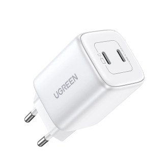 Rychlonabíječka GaN 2 x USB-C 45W QC PD Ugreen CD294 - bílá