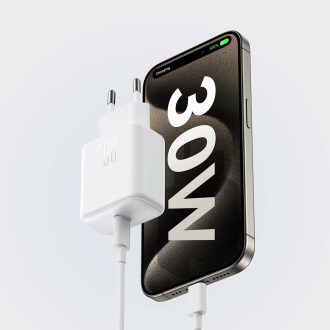 Joyroom JR-TCF24 USB-C PD 30W QC SFC network charger - white + 1m USB-C cable