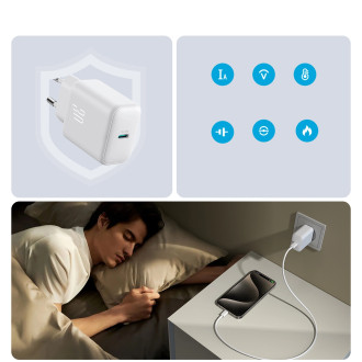 Joyroom JR-TCF24 USB-C PD 30W QC SFC network charger - white + 1m USB-C cable