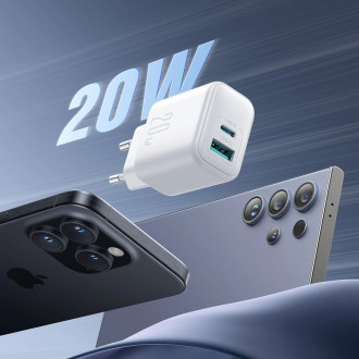 Joyroom JR-TCF21 network charger USB-C / USB-A 20W PD / QC 3.0 - white