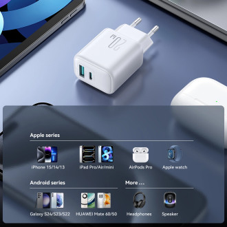 Joyroom JR-TCF21 network charger USB-C / USB-A 20W PD / QC 3.0 - white
