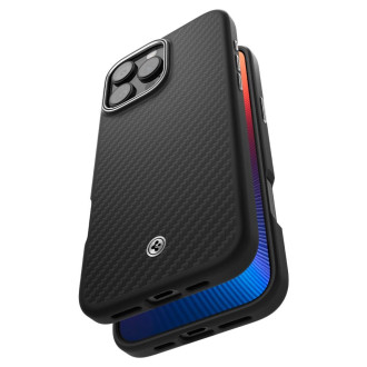 Spigen Enzo Aramid Mag Case with MagSafe for iPhone 16 Pro Max - Black and Silver