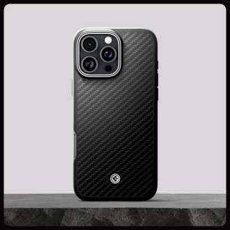 Spigen Enzo Aramid Mag Case with MagSafe for iPhone 16 Pro Max - Black and Silver