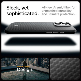 Spigen Enzo Aramid Mag Case with MagSafe for iPhone 16 Pro Max - Black and Silver