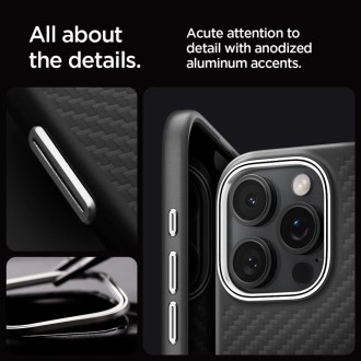 Spigen Enzo Aramid Mag Case with MagSafe for iPhone 16 Pro Max - Black and Silver